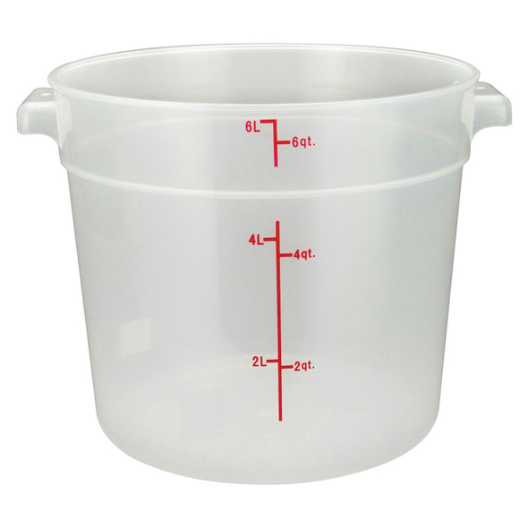 Winco PTRC-6 Storage Container, 6 qt, Round, Translucent, Polypropylene