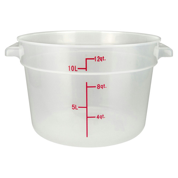 Winco PTRC-12 Storage Container, 12 qt, Round, Translucent, Polypropylene