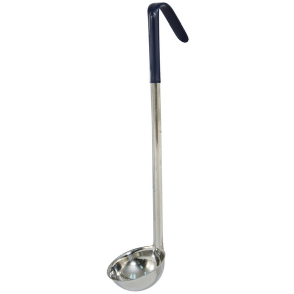CAC SSLD-20BL Ladle, 2oz., 12", Blue Handle, Stainless Steel