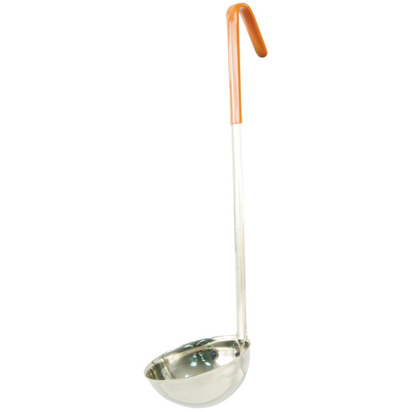 CAC SSLD-80OR Ladle, 8oz., 14-7/8", Orange Handle, Stainless Steel