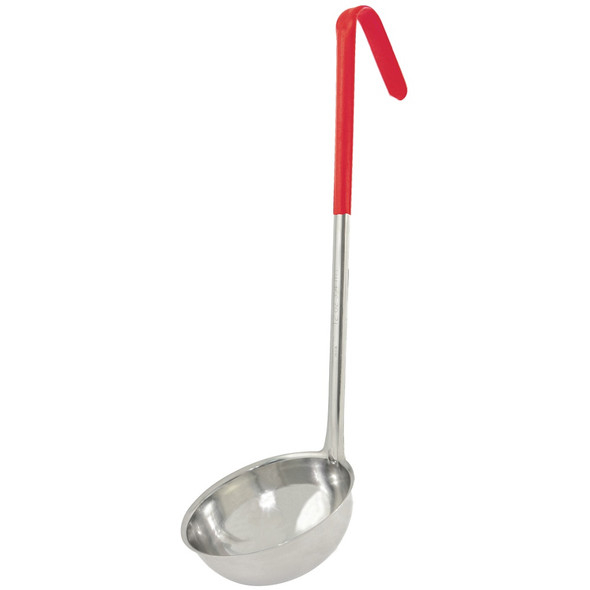 CAC SSLD-120RD Ladle, 12oz., Red Handle, Stainless Steel