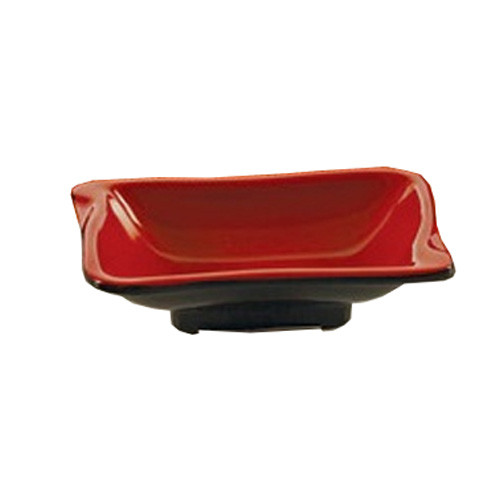 Yanco CR-0002 Two-Tone Sauce Dish, 3 oz., 4-1/8", Rectangular, Black/Red