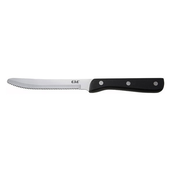 CAC KPSK-50F Steak Knife, 5", Round Tip, Forged, Black Handle (12/Box)