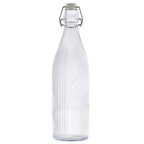 TABLECRAFT 12976 Carafe, 34 oz., Fluted, Clear soda lime glass, Resealable