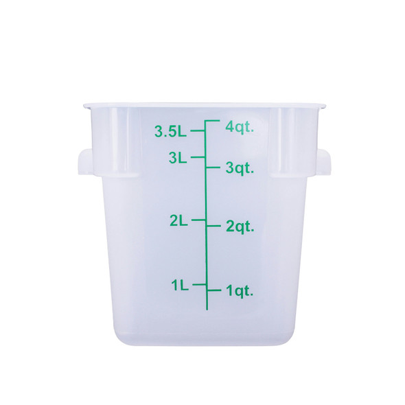 CAC FS2P-SQ4T Food Storage Container, 4 QT, Square, Translucent, Polypropylene