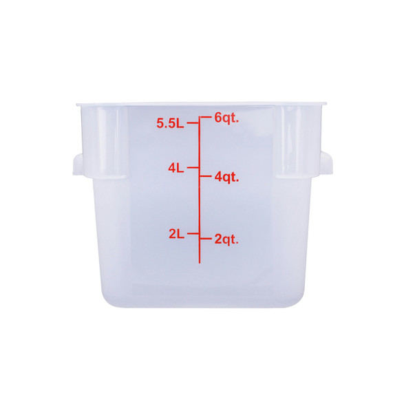 CAC FS2P-SQ6T Food Storage Container, 6 QT, Square, Translucent, Polypropylene