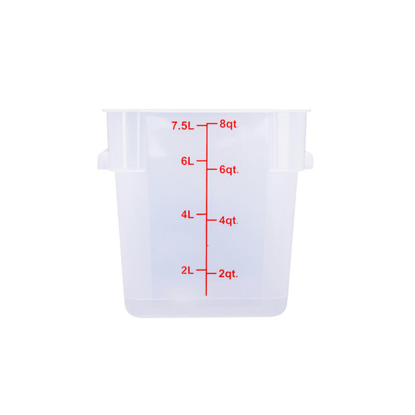CAC FS2P-SQ8T Food Storage Container, 8 QT, Square, Translucent, Polypropylene