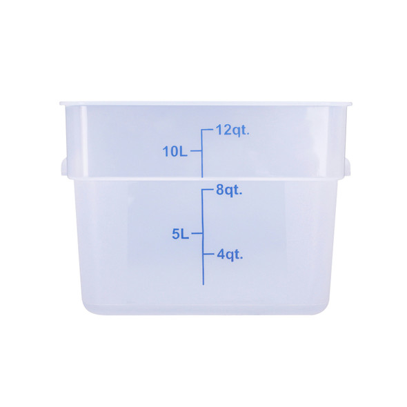 CAC FS2P-SQ12T Food Storage Container, 12 QT, Square, Translucent, Polypropylene