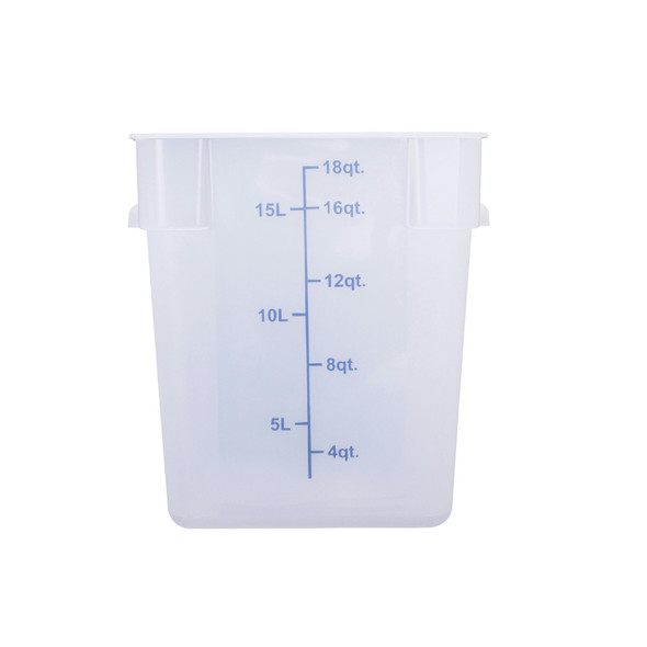 CAC FS2P-SQ18T Food Storage Container, 18 QT, Square, Translucent, Polypropylene