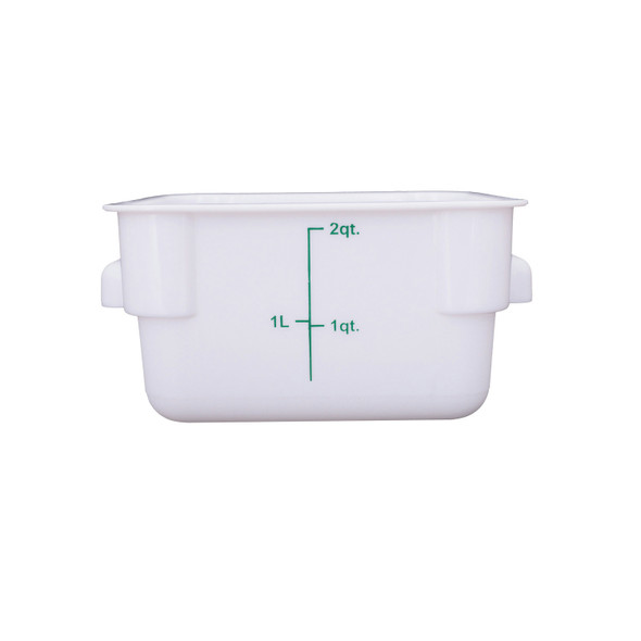 CAC FS3P-SQ2W Food Storage Container, 2 QT, Square, White, Polypropylene