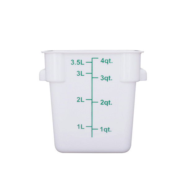 CAC FS3P-SQ4W Food Storage Container, 4 QT, Square, White, Polypropylene