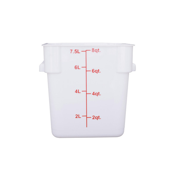 CAC FS3P-SQ8W Food Storage Container, 8 QT, Square, White, Polypropylene