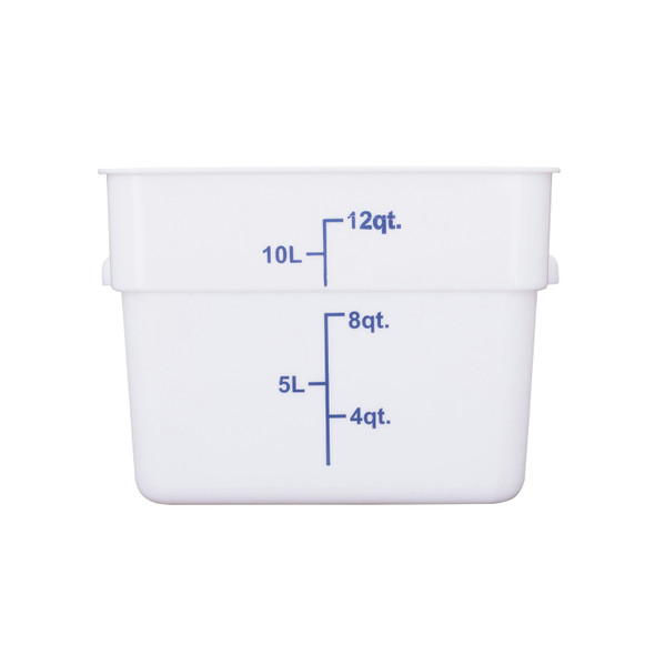 CAC FS3P-SQ12W Food Storage Container, 12 QT, Square, White, Polypropylene