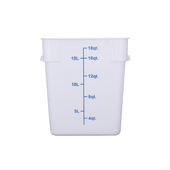 CAC FS3P-SQ18W Food Storage Container, 18 QT, Square, White, Polypropylene