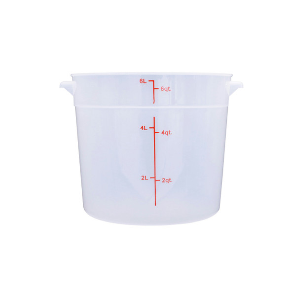 CAC FS2P-6T Food Storage Container, 6 QT, Round, Translucent