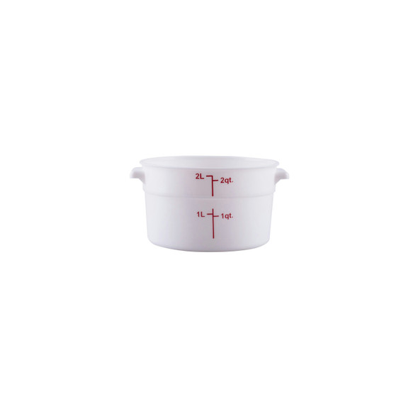 CAC FS3P-2W Food Storage Container, 2 QT, Round, White, Polypropylene