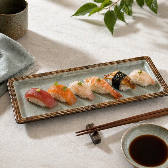 YANCO YO-3010 Yoto Sushi Plate, 9-1/2", Rectangular, Matte Green
