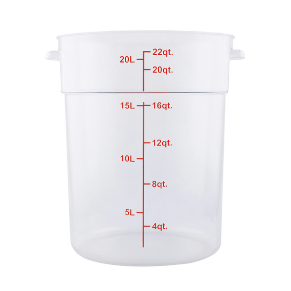CAC FS1P-22C Food Storage Container, 22 QT, Round, Clear, Polycarbonate
