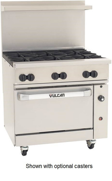 Vulcan 36S-6BN 215,000 Btu Natural Gas Restaurant Range, 6 Burners, Standard Oven, Endurance Series (36S-6BN)