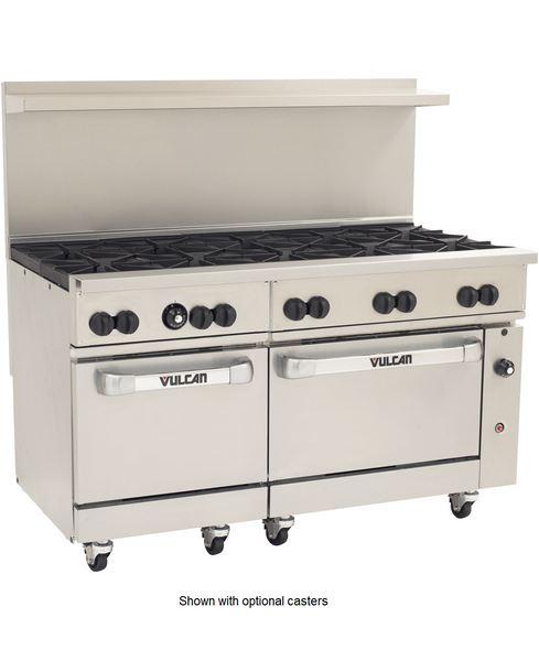 Vulcan 60SS-10BP Endurance Series Propane Gas Restaurant Range, 10 Burner, 2 Standard Oven - 358,000 BTU