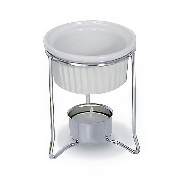 Browne 575767 Butter Warmer, 4 oz., Stoneware Pot and Chrome Frame
