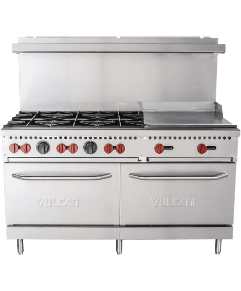 Vulcan SX60F-6B24GP SX Series Propane Gas Restaurant Range, 6 Burner, Standard Oven, 24" Manual Griddle, - 258,000 BTU