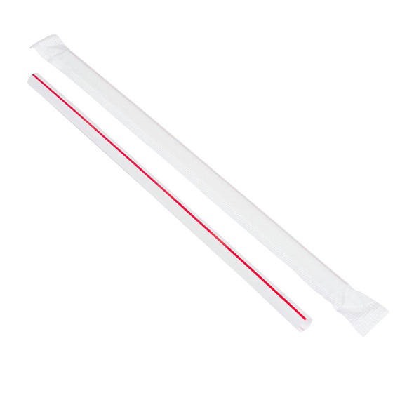 Jovials M9260049 Straw Giant 7.75", White/Red, Paper Wrapped, (300/Pack)