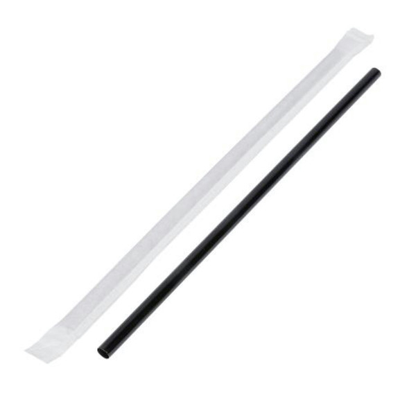 Jovials M9260012 Straws Jumbo 7.75", Black, Wrapped, (500/Pack)
