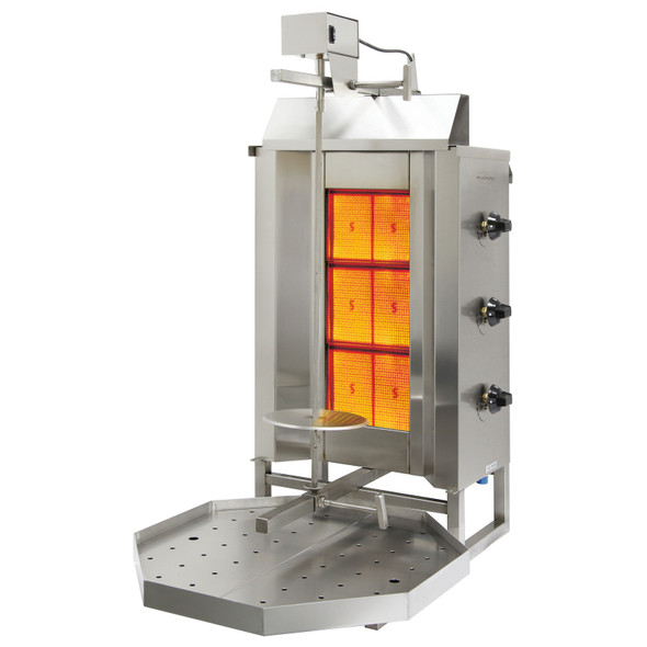 Eurodib VGB3 NG Gas Vertical Broiler, 3 Burners, 32k BTU/Hr, 70-100 lbs Capacity