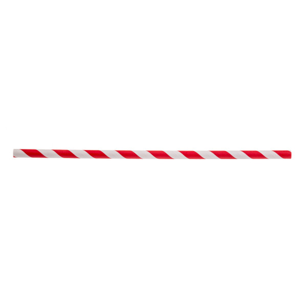 Tablecraft 100125 Red Stripe Wrapped Paper Straws, 7-3/4" x 6mm (Pack of 500)