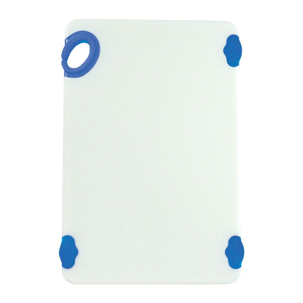 Winco CBN-1218BU Cutting Board, 12"x18"x1/2", White/Blue, Grip Hook
