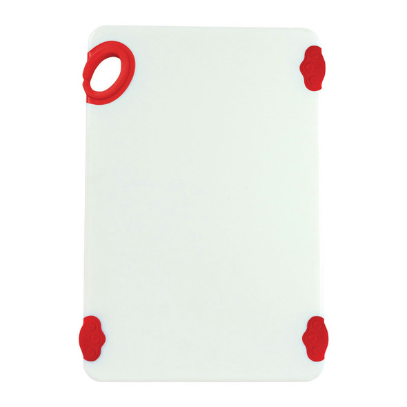 Winco CBN-1218RD Cutting Board, 12"x18"x1/2", White/Red, Grip Hook