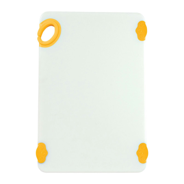 Winco CBN-1218YL Cutting Board, 12"x18"x1/2", White/Yellow, Grip Hook