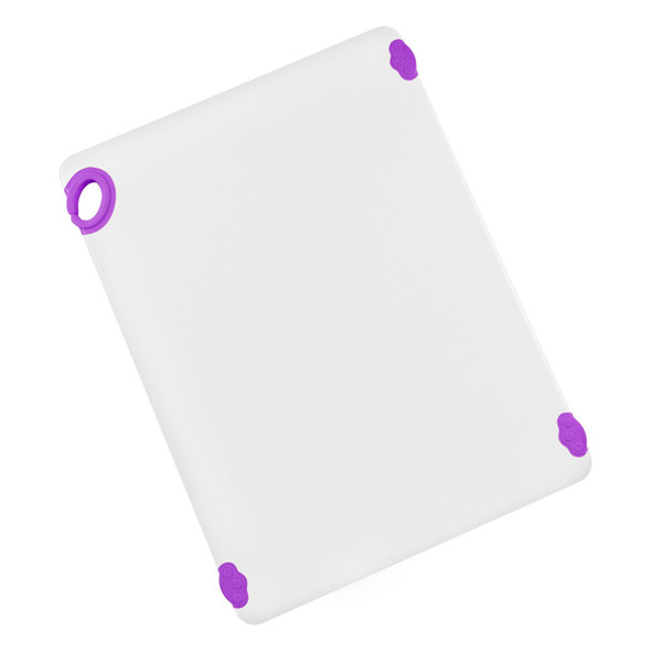 Winco CBN-1824PP Cutting Board, 18"x24"x1/2", White/Purple, Grip Hook