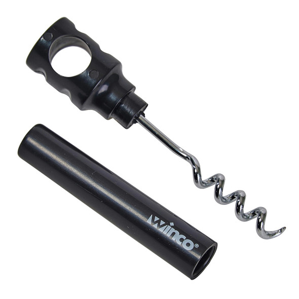Winco CO-4DK Cork Screw, (2) piece pack, plastic handle, black