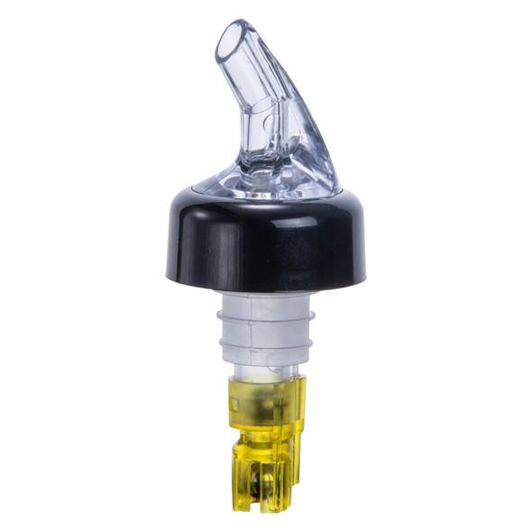 Winco PPA-150 Liquor Pourer, 1-1/2 oz, Black Collar, Clear Spout (12/Pack)