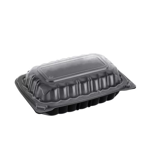 WELLCHOICE JC-96 Plastic Black Container w/ Clear Lid, 9" x 6" (150/Case)
