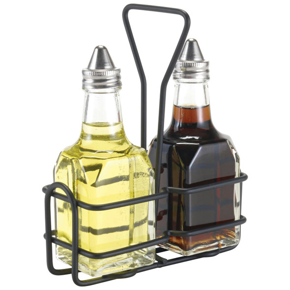 Winco WH-3K Oil & Vinegar Cruet Rack, square, holds 2 bottles