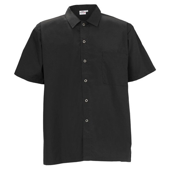 Winco UNF-1KS Universal Chef Shirt, Snap-Buttons, Black, Small