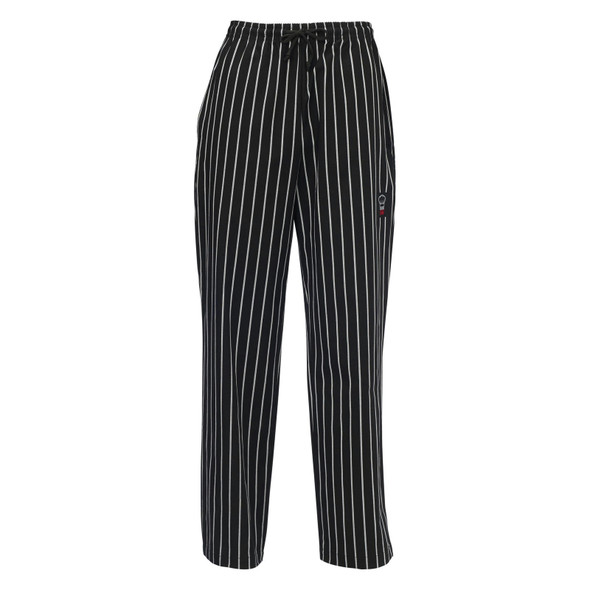 Winco UNF-3CS Universal Chef Pants, Relaxed, Chalk Stripe, Small