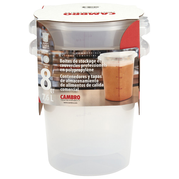 Cambro RFS8PPRP2190 Multi-Pack Translucent Container/Lid, 8 QT. Round (2/Pack)