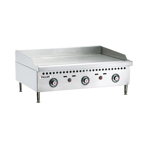 Vulcan VCRG36-T1 36" Restaurant Series Countertop Gas Griddle - Thermostatic Controls, 75,000 BTU