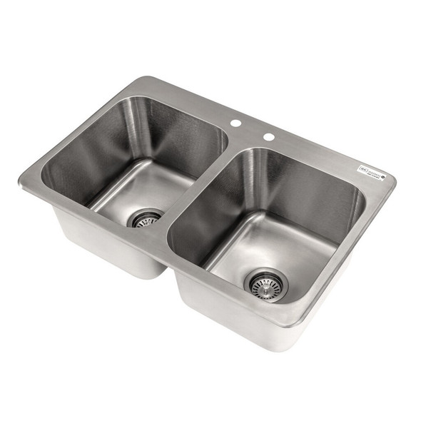 BK DDI2-14161024 Drop-In Sink, two compartment, 31-1/4"W x 20-5/8"D x 10"H