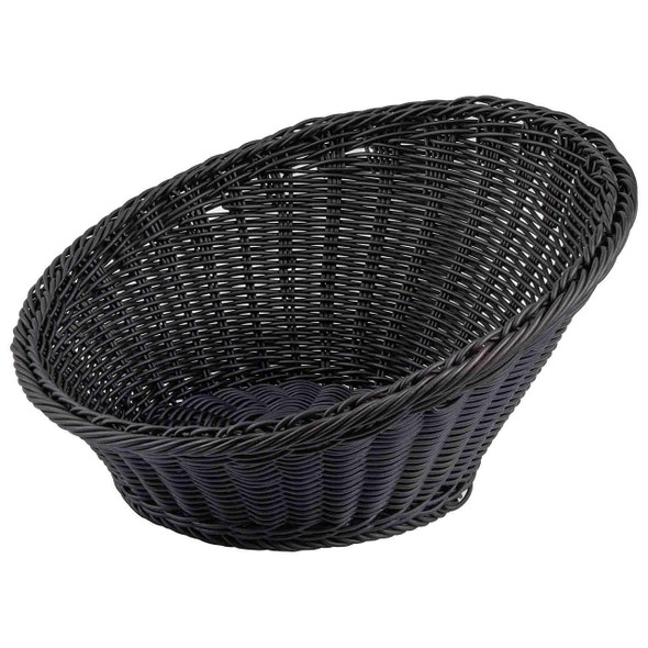Tablecraft 12129 Handwoven Basket 13-1/2", Round, Black
