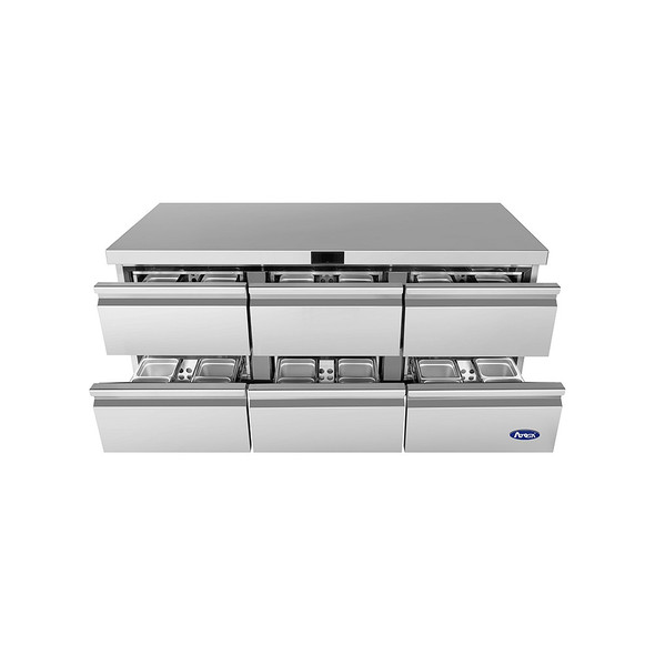 Atosa AUR72D6 72"W Undercounter Refrigerator with 6 Drawers