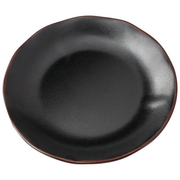 Yanco NA-112BK Nature Art Melamine Dinner Plate, 12" Round, Black/Brown Accent (12/Case)