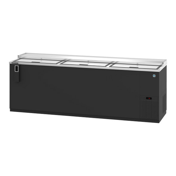Hoshizaki HBC-95 Refrigerator, Three Section, Black Vinyl Back Bar Bottle Cooler, Slide Top Doors