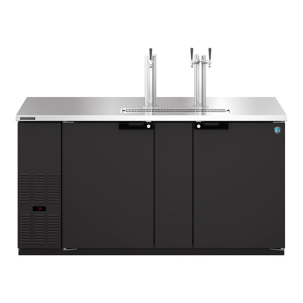 Hoshizaki HDD-3-69 Refrigerator, Two Section, Black Vinyl Back Bar Direct Draw, Solid Doors