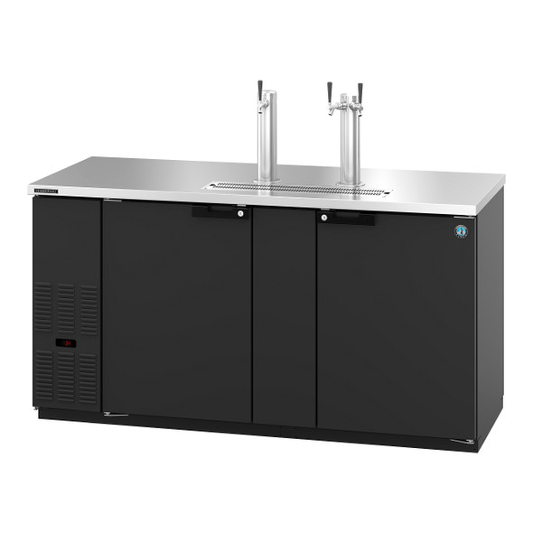Hoshizaki HDD-3-69 Refrigerator, Two Section, Black Vinyl Back Bar Direct Draw, Solid Doors