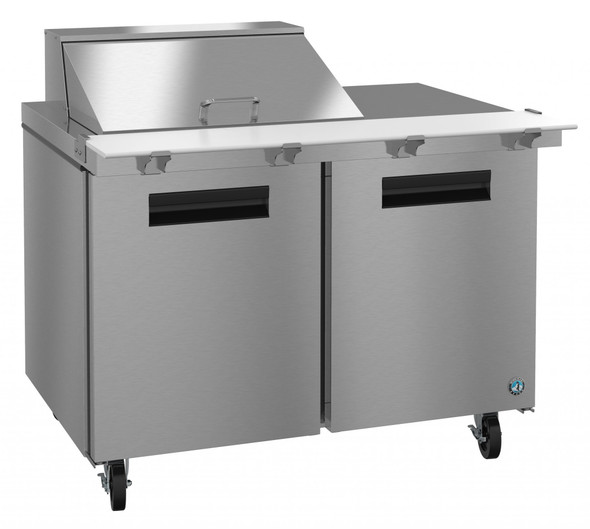 Hoshizaki SR48A-12M Refrigerator, Two Section Mega Top Prep Table, Stainless Doors